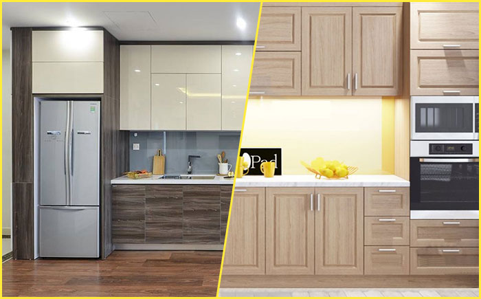 tủ bếp nhựa tủ bếp gỗ có khác gì nhau