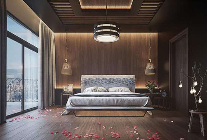 Tấm nhựa PVC vân gỗ làm nội thất phòng ngủ