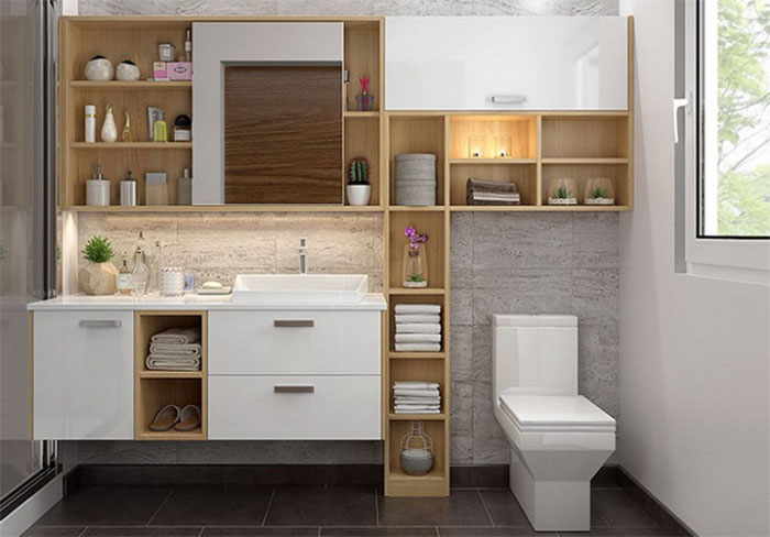 chậu tủ lavabo làm bằng tấm nhựa PVC