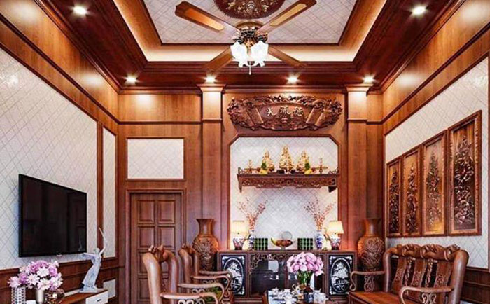 tấm nhựa pvc vân gỗ phong cách tân cổ điển