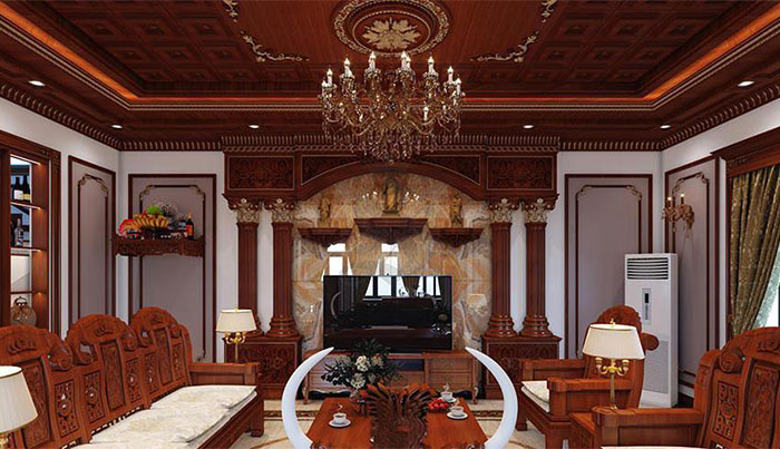 tấm nhựa pvc vân gỗ phong cách tân cổ điển