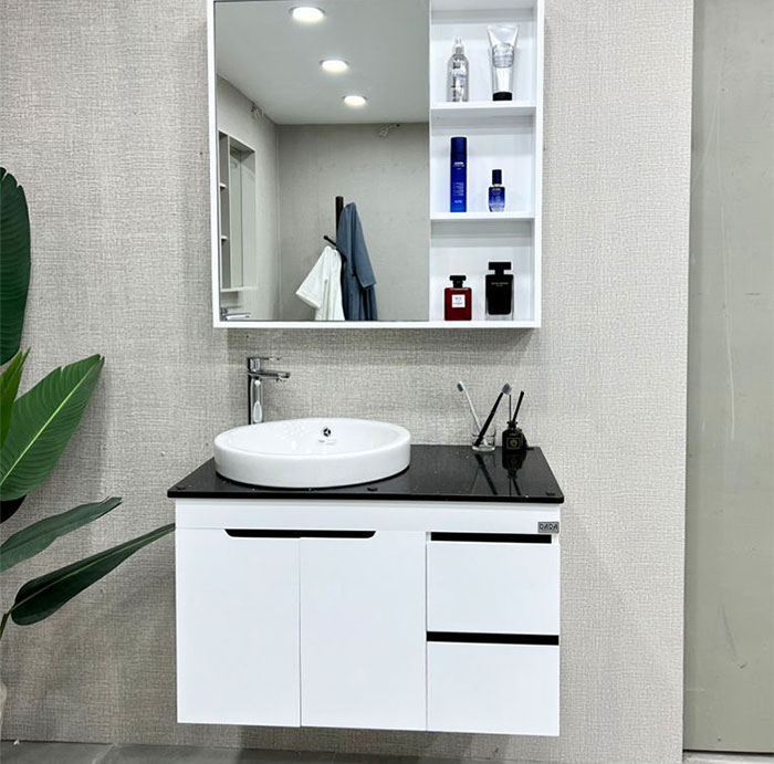 Tủ nhựa lavabo tong màu trắng