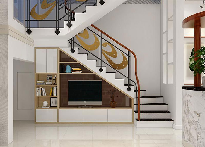 tấm nhựa pvc làm tủ cầu thang