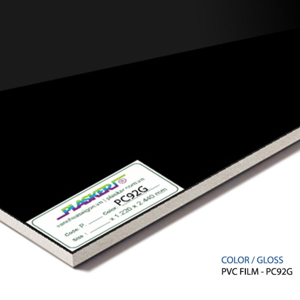 Tấm nhựa PVC phủ film PVC đen bóng – PC92G