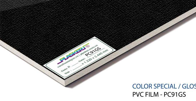 Tấm nhựa PVC phủ phim PVC đen caro - PC91GS